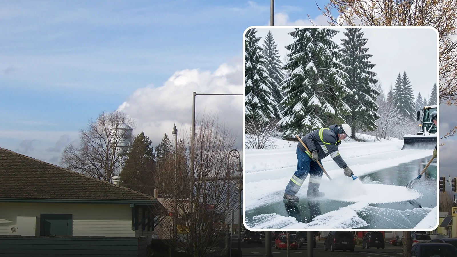 Salt Brine Pretreatment in Marysville, Snohomish County, WA - Salt brine pretreatment coats pavement before a storm so snow and ice never bond to the surface.