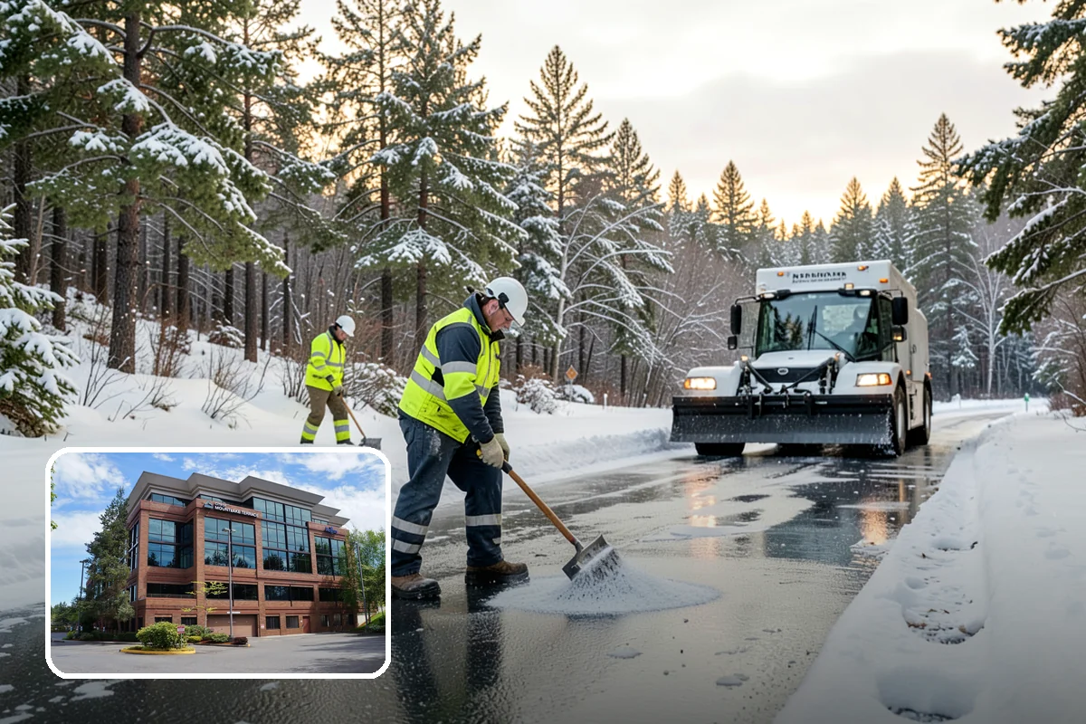 Salt Brine Pretreatment in Mountlake Terrace, Snohomish County, WA - Prevents snow and ice from bonding to the pavement