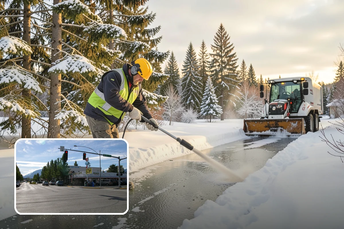 Salt Brine Pretreatment in North Bend, King County, WA - Prevents snow and ice from bonding to the pavement