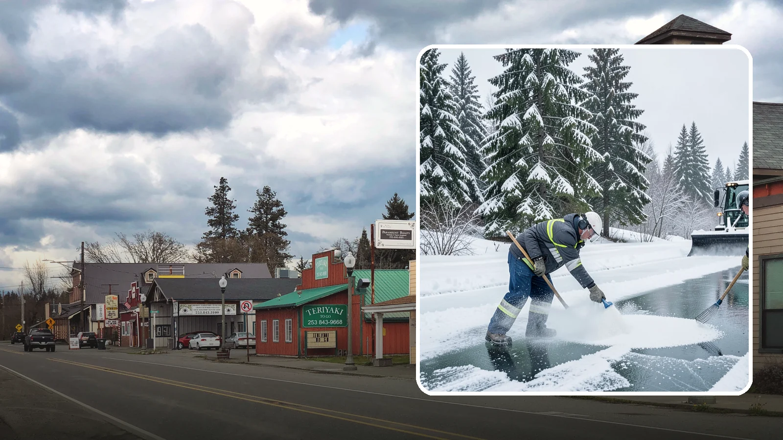 Salt Brine Pretreatment in Roy, Pierce County, WA - Salt brine pretreatment coats pavement before a storm so snow and ice never bond to the surface.