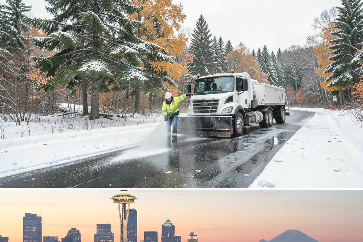Salt Brine Pretreatment in Seattle, King County, WA - Salt brine pretreatment is scheduled the day before forecast frost and freezing events all winter long.