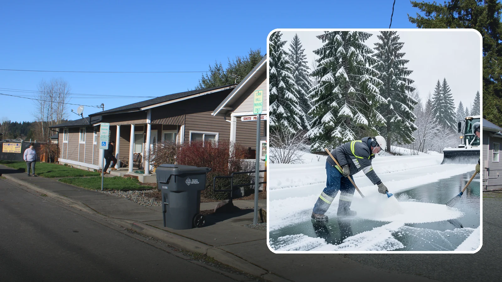 Salt Brine Pretreatment in South Prairie, Pierce County, WA - Salt brine pretreatment coats pavement before a storm so snow and ice never bond to the surface.