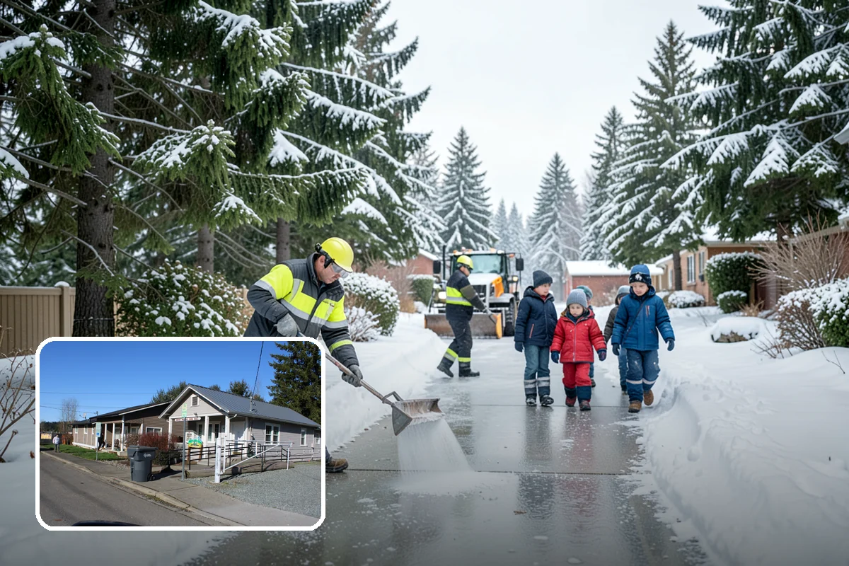 Salt Brine Pretreatment in South Prairie, Pierce County, WA - Prevents snow and ice from bonding to the pavement