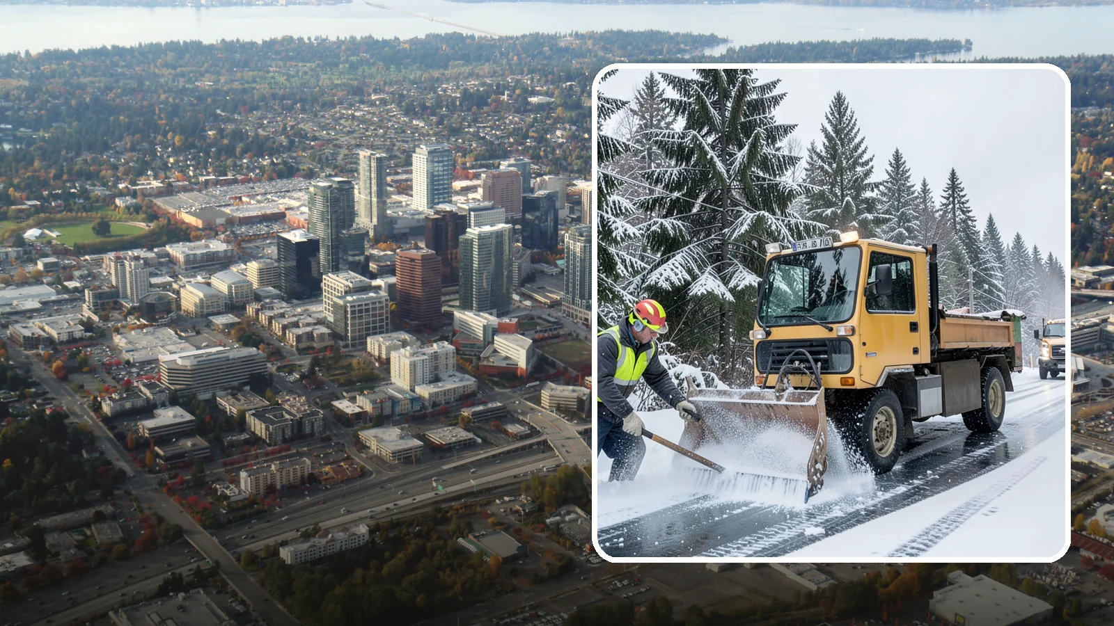 Salt Truck Service in Bellevue, King County, WA - Our salt trucks spread granular deicer across lots and roads to melt ice and restore traction.