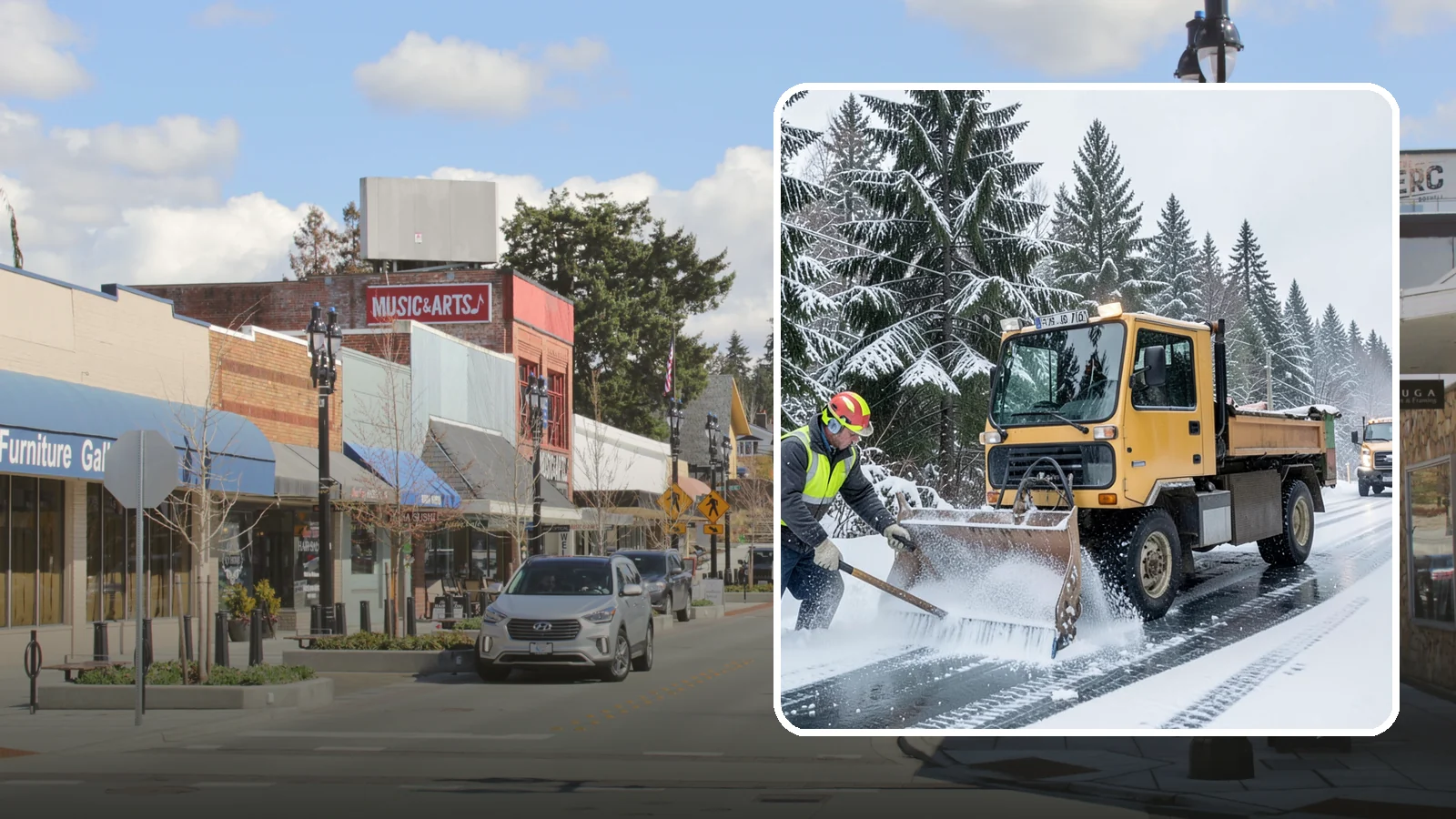 Salt Truck Service in Bothell, King County, WA - Our salt trucks spread granular deicer across lots and roads to melt ice and restore traction.
