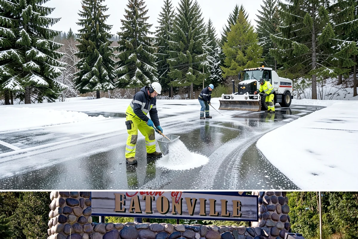 Salt Truck Service in Eatonville, Pierce County, WA - Salt truck service is active throughout the freeze-thaw season from November through March across lowland commercial sites.