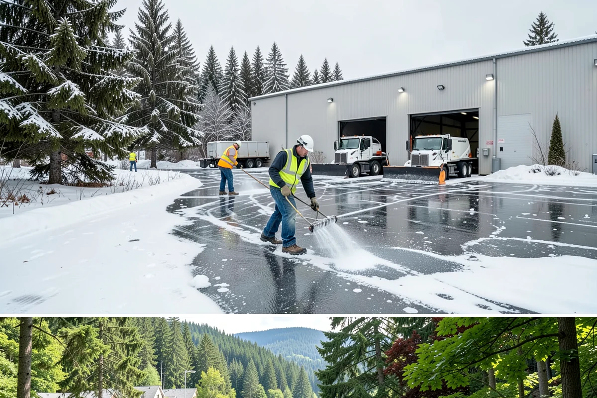 Salt Truck Service in Lake Forest Park, King County, WA - Salt truck service is active throughout the freeze-thaw season from November through March across lowland commercial sites.