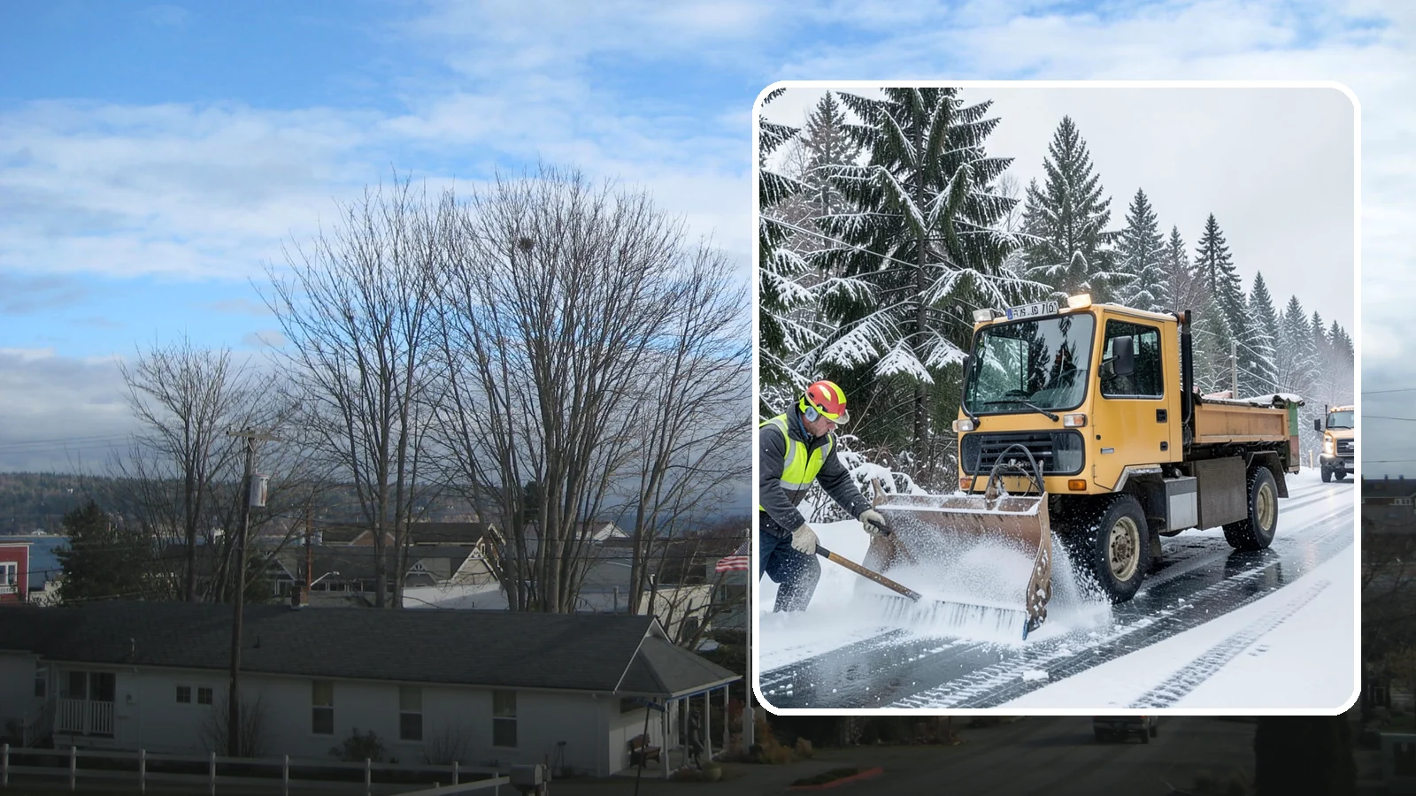 Salt Truck Service in Langley, Island County, WA - Our salt trucks spread granular deicer across lots and roads to melt ice and restore traction.