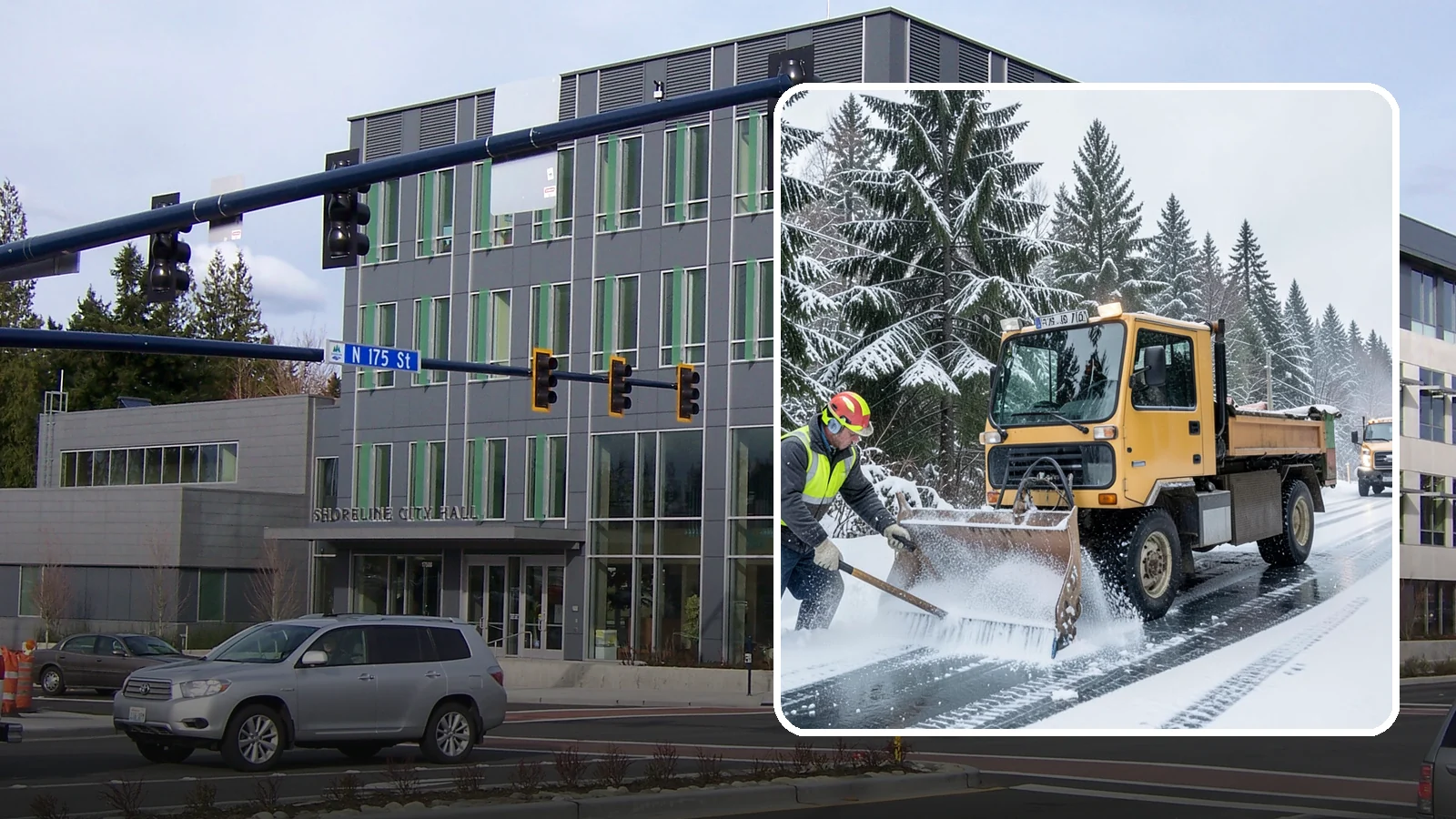 Salt Truck Service in Shoreline, King County, WA - Our salt trucks spread granular deicer across lots and roads to melt ice and restore traction.
