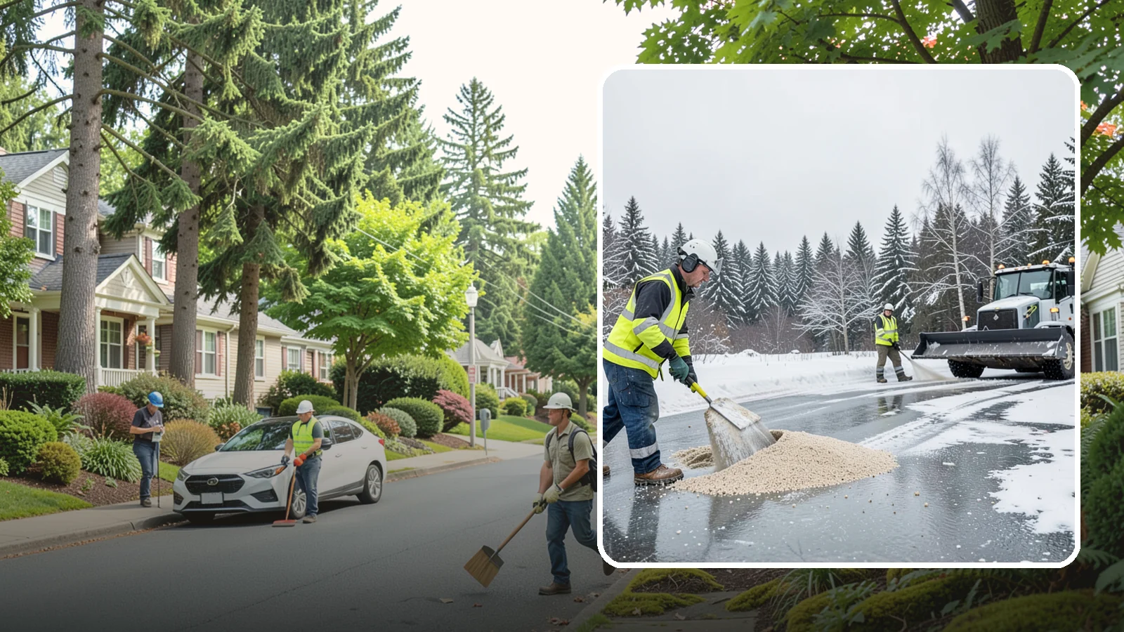 Sand Application in Beaux Arts Village, King County, WA - Sand application delivers instant traction on packed ice and during the deep freezes where deicers alone lose their punch.
