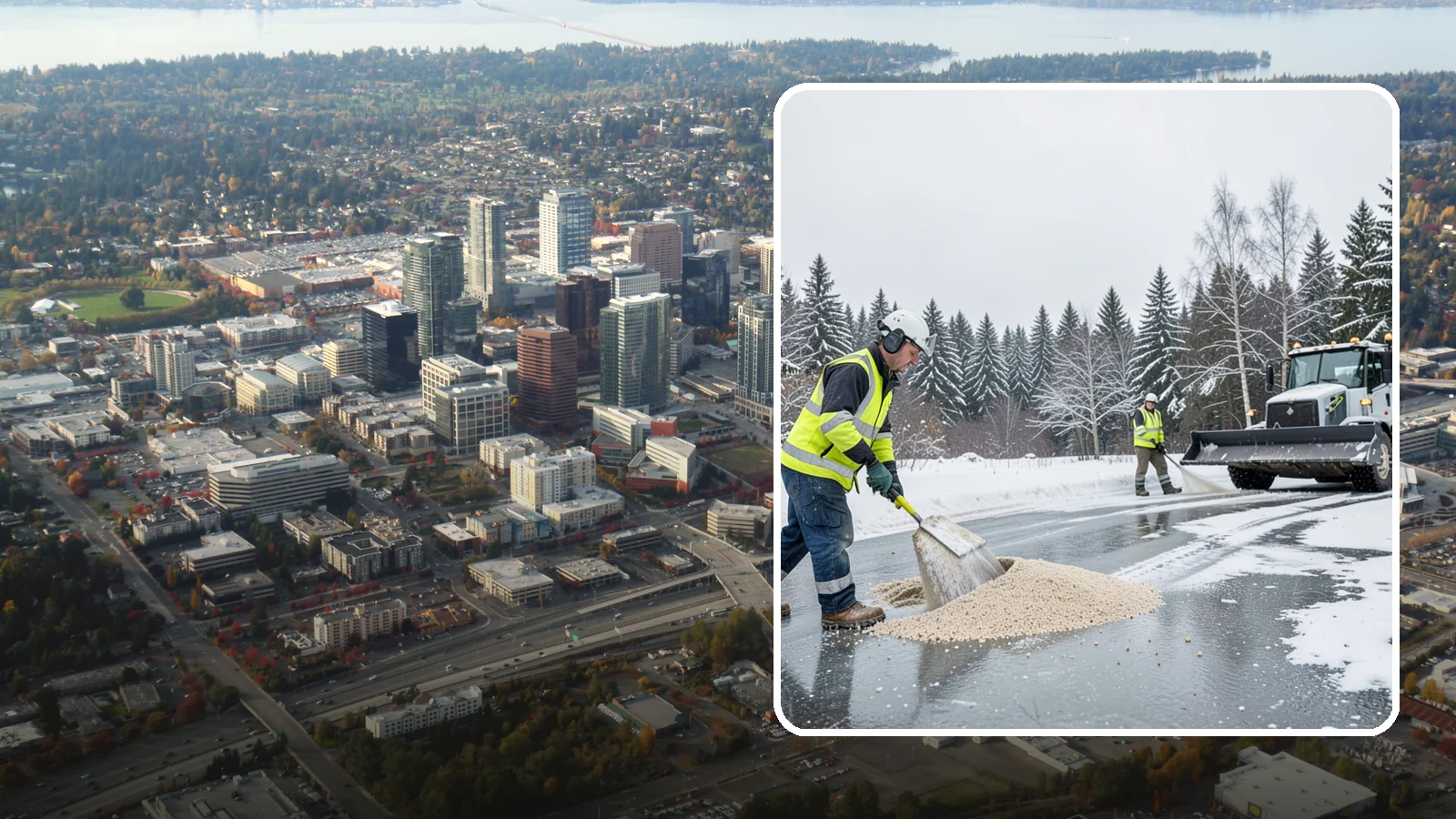 Sand Application in Bellevue, King County, WA - Sand application delivers instant traction on packed ice and during the deep freezes where deicers alone lose their punch.