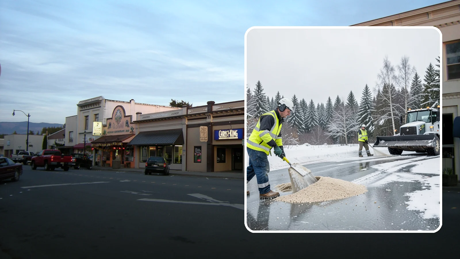 Sand Application in Burlington, Skagit County, WA - Sand application delivers instant traction on packed ice and during the deep freezes where deicers alone lose their punch.