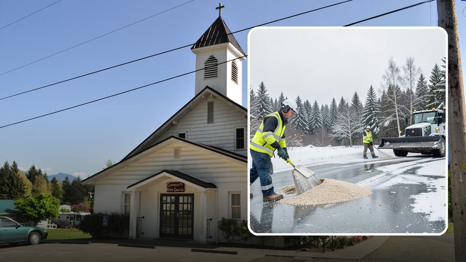 Sand Application in Concrete, Skagit County, WA - Sand application delivers instant traction on packed ice and during the deep freezes where deicers alone lose their punch.