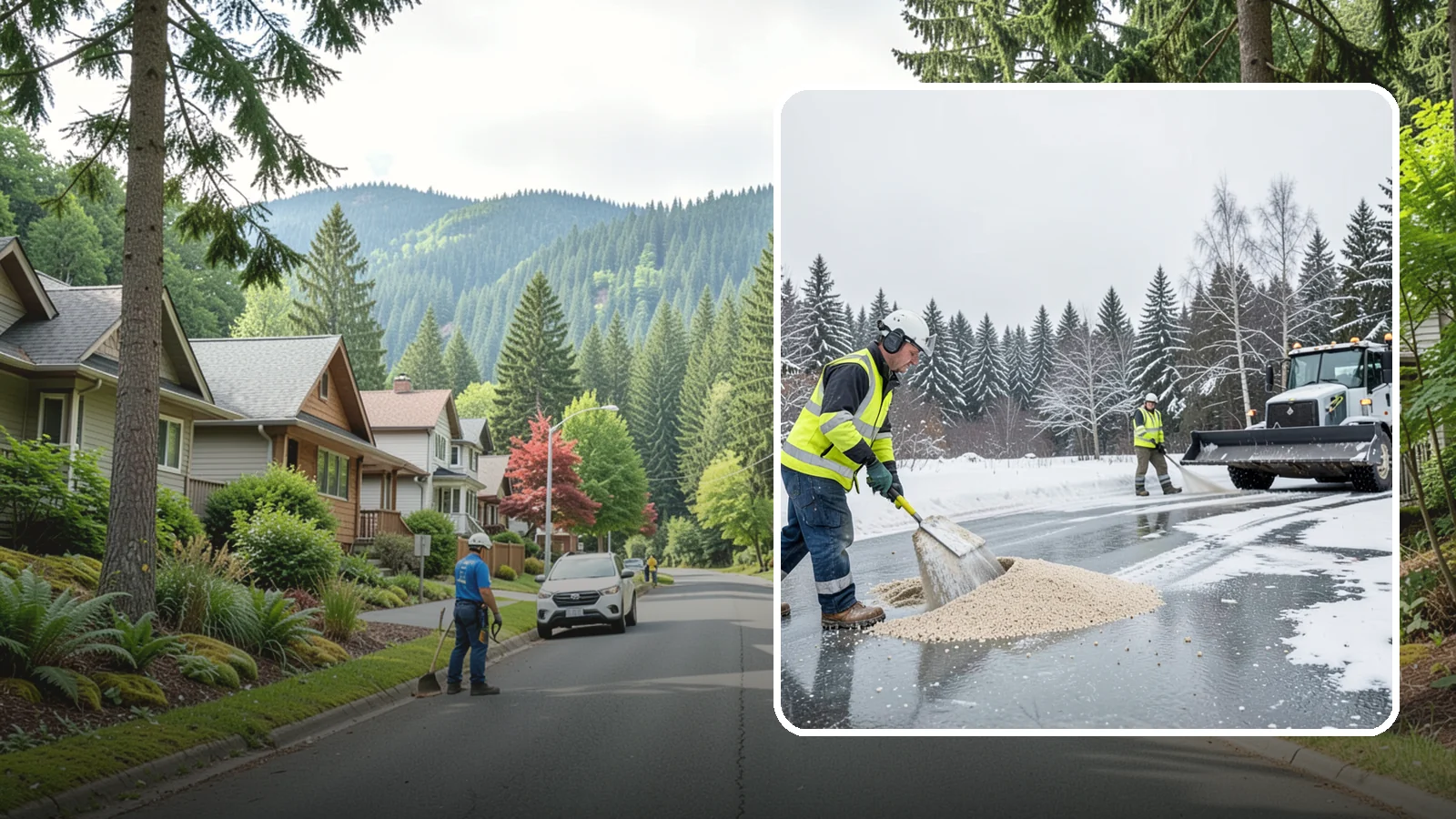 Sand Application in Darrington, Snohomish County, WA - Sand application delivers instant traction on packed ice and during the deep freezes where deicers alone lose their punch.