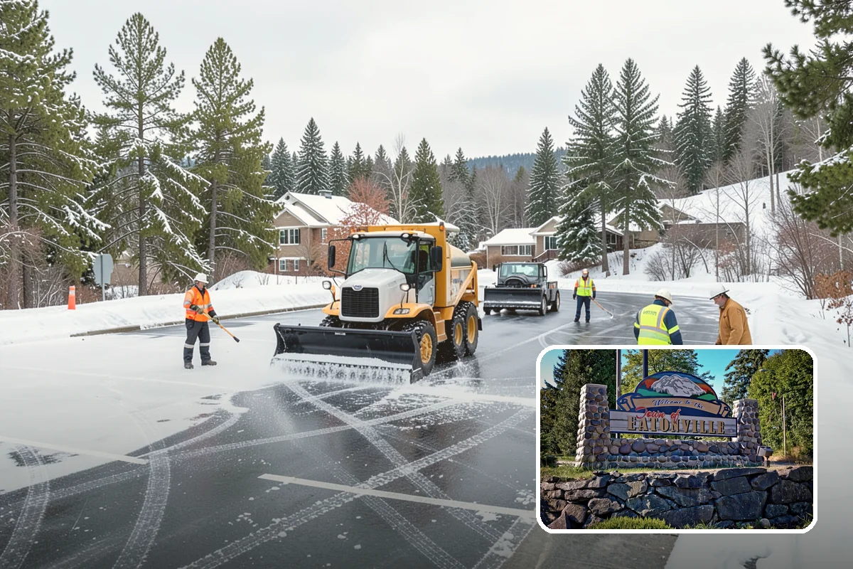 Sand Application in Eatonville, Pierce County, WA - Provides traction even in the teens when deicers stall