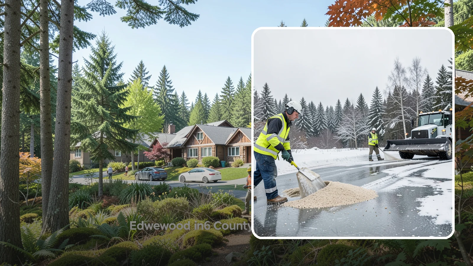 Sand Application in Edgewood, Pierce County, WA - Sand application delivers instant traction on packed ice and during the deep freezes where deicers alone lose their punch.