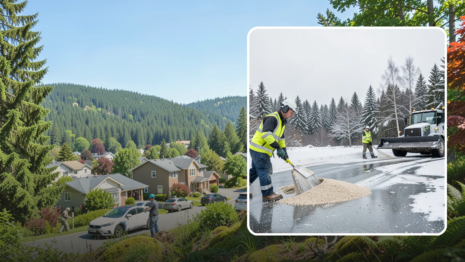 Sand Application in Index, Snohomish County, WA - Sand application delivers instant traction on packed ice and during the deep freezes where deicers alone lose their punch.