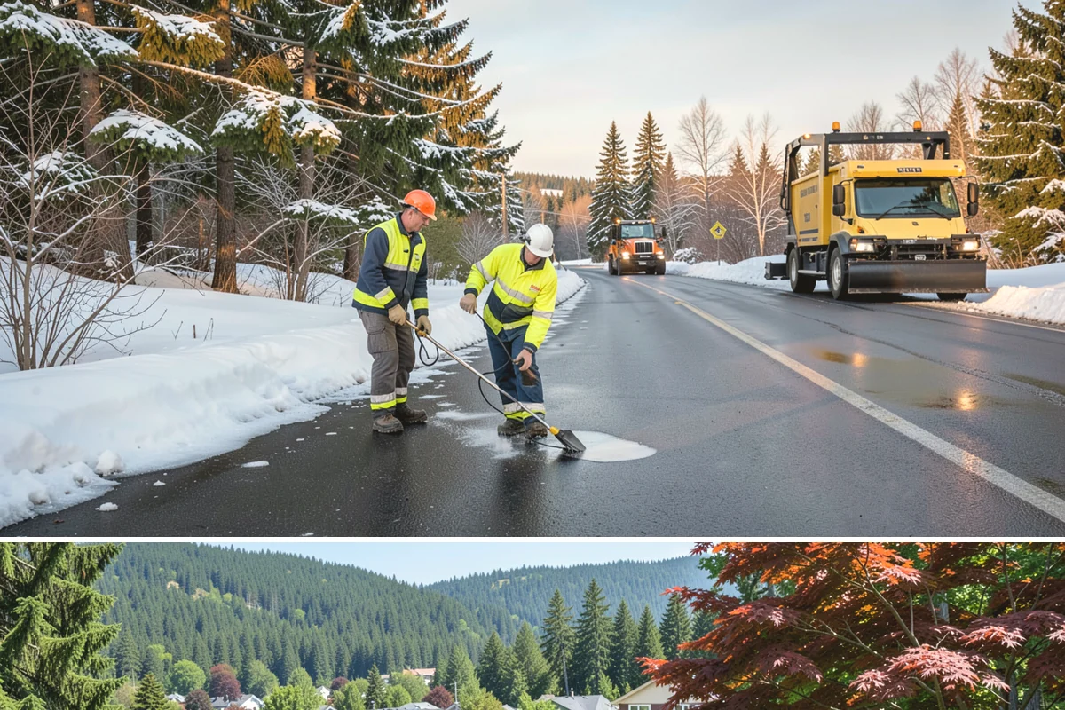 Sand Application in Index, Snohomish County, WA - Sand application peaks during December and January Arctic outflow events when Puget Sound temperatures drop into the teens and...
