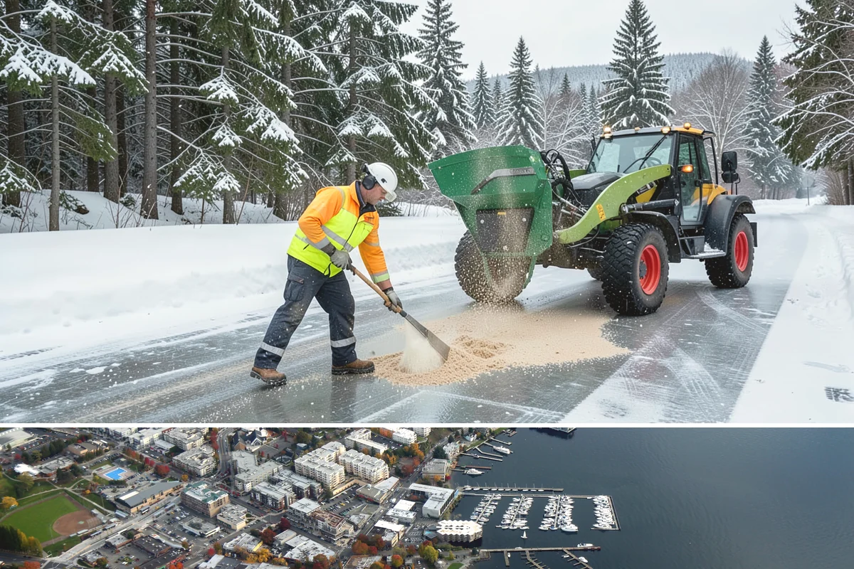 Sand Application in Kirkland, King County, WA - Sand application peaks during December and January Arctic outflow events when Puget Sound temperatures drop into the teens and...