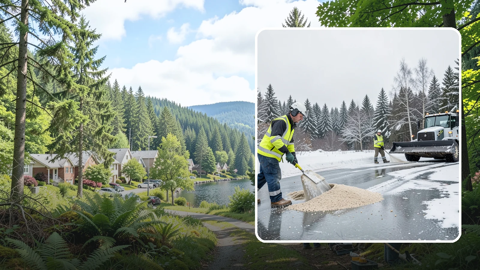 Sand Application in Lake Forest Park, King County, WA - Sand application delivers instant traction on packed ice and during the deep freezes where deicers alone lose their punch.