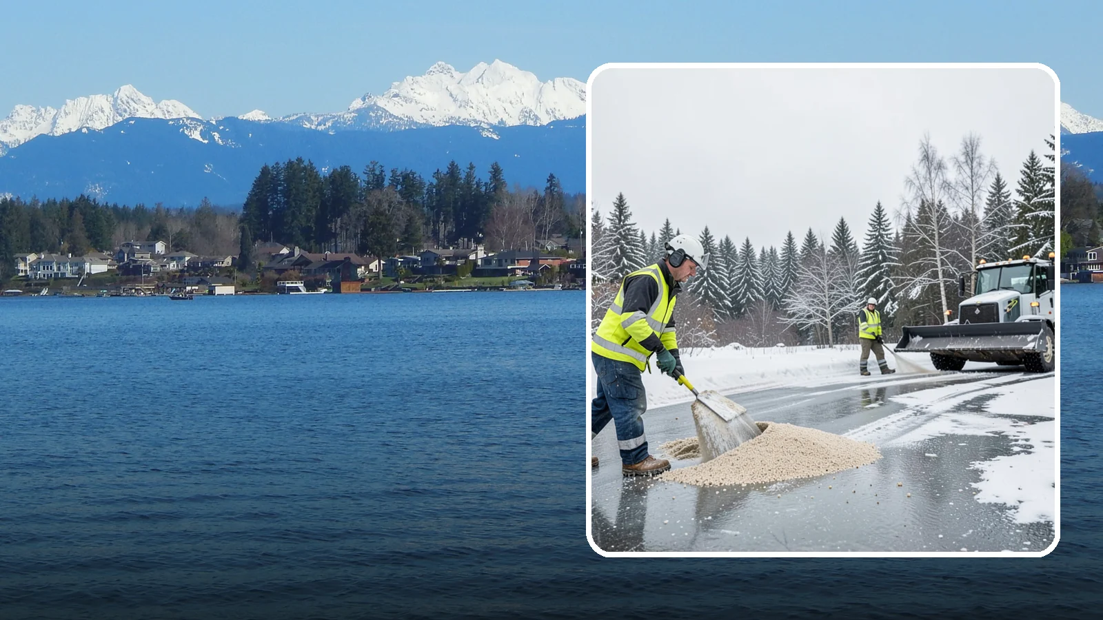 Sand Application in Lake Stevens, Snohomish County, WA - Sand application delivers instant traction on packed ice and during the deep freezes where deicers alone lose their punch.