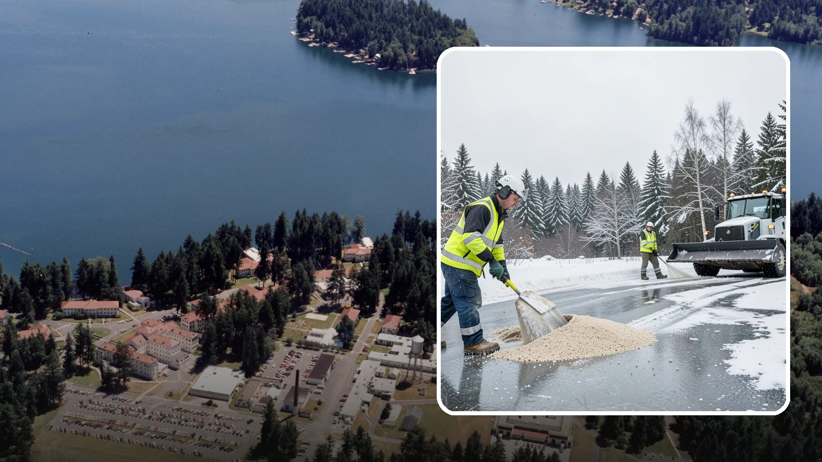 Sand Application in Lakewood, Pierce County, WA - Sand application delivers instant traction on packed ice and during the deep freezes where deicers alone lose their punch.