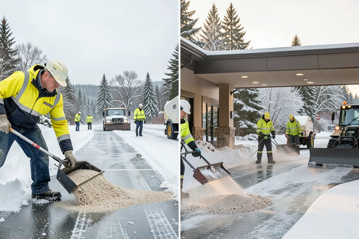 Sand Application in Lakewood, Pierce County, WA - Identify slopes, curves, and pedestrian routes needing grip