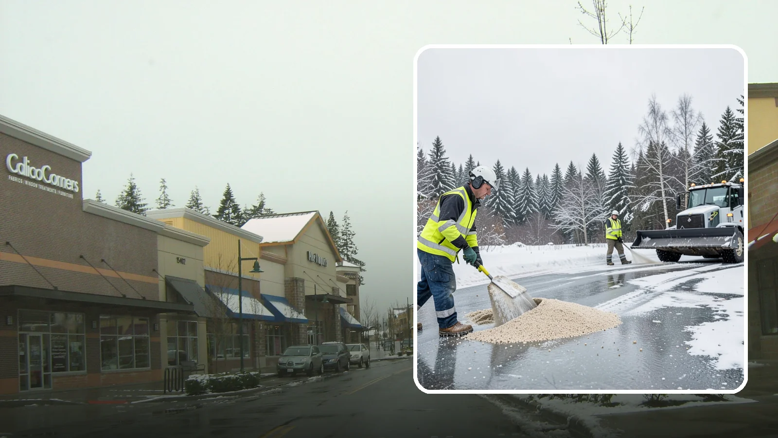 Sand Application in Mill Creek, Snohomish County, WA - Sand application delivers instant traction on packed ice and during the deep freezes where deicers alone lose their punch.