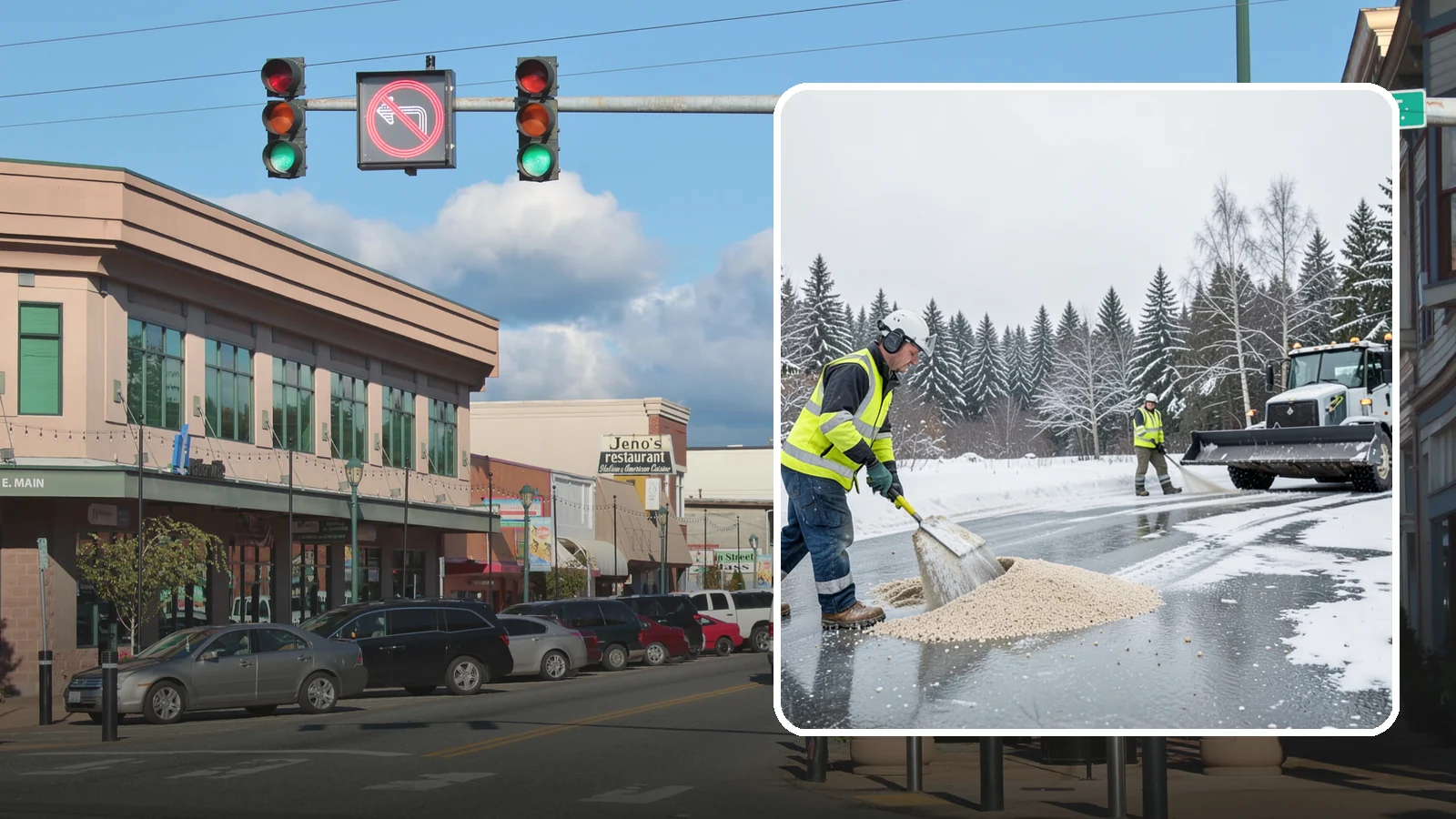 Sand Application in Monroe, Snohomish County, WA - Sand application delivers instant traction on packed ice and during the deep freezes where deicers alone lose their punch.