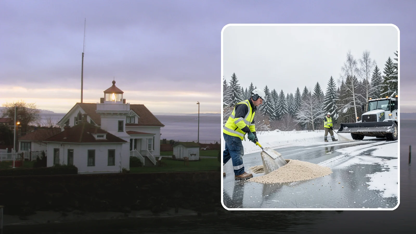 Sand Application in Mukilteo, Snohomish County, WA - Sand application delivers instant traction on packed ice and during the deep freezes where deicers alone lose their punch.