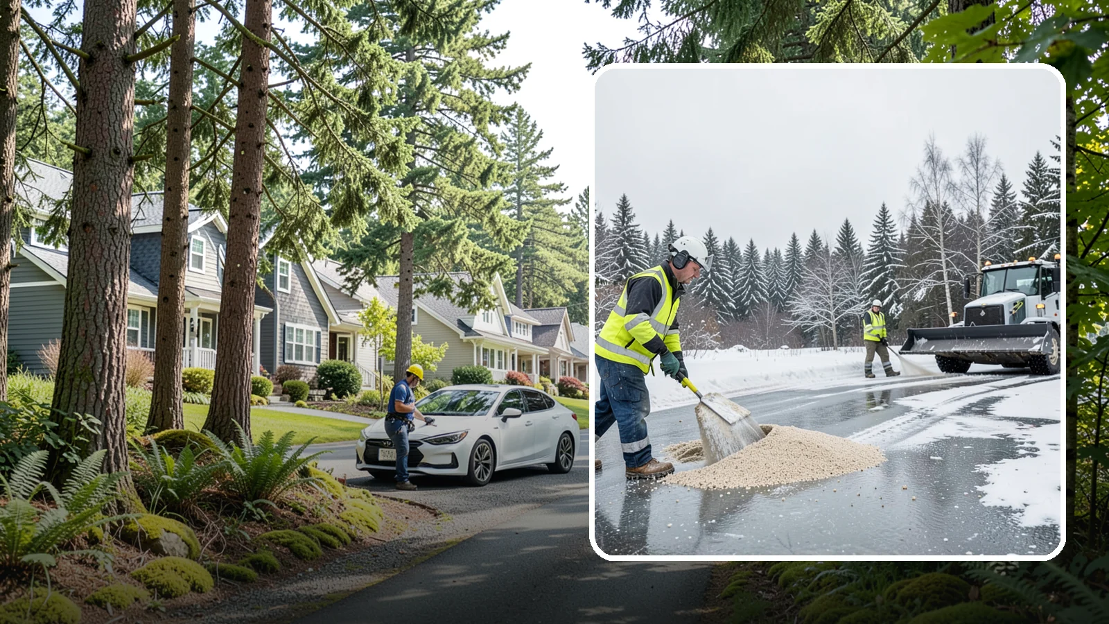 Sand Application in Normandy Park, King County, WA - Sand application delivers instant traction on packed ice and during the deep freezes where deicers alone lose their punch.