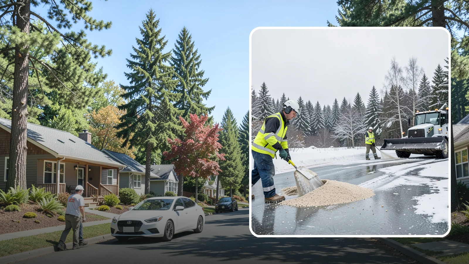 Sand Application in Orting, Pierce County, WA - Sand application delivers instant traction on packed ice and during the deep freezes where deicers alone lose their punch.