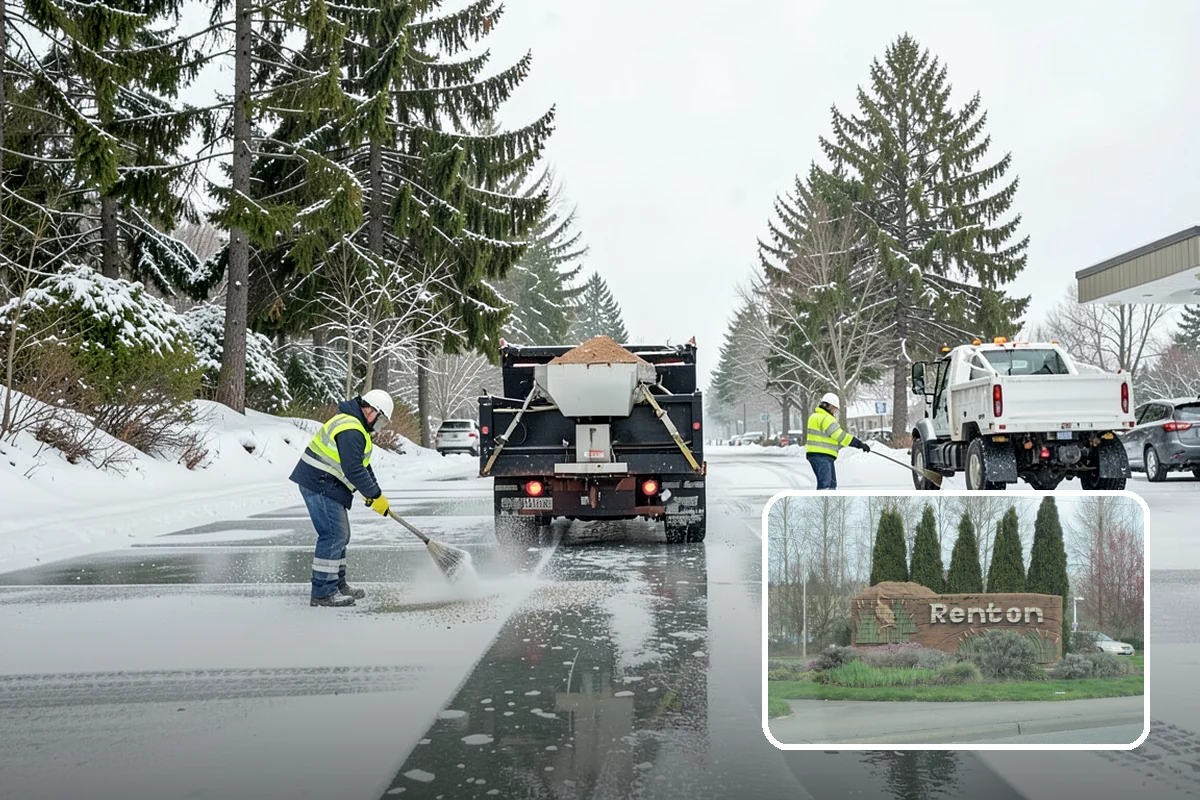 Sand Application in Renton, King County, WA - Provides traction even in the teens when deicers stall