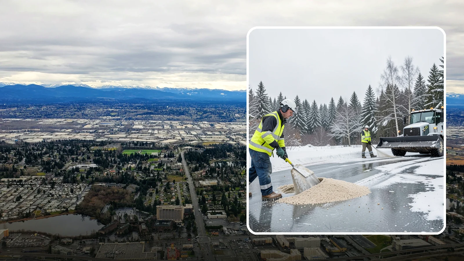 Sand Application in SeaTac, King County, WA - Sand application delivers instant traction on packed ice and during the deep freezes where deicers alone lose their punch.