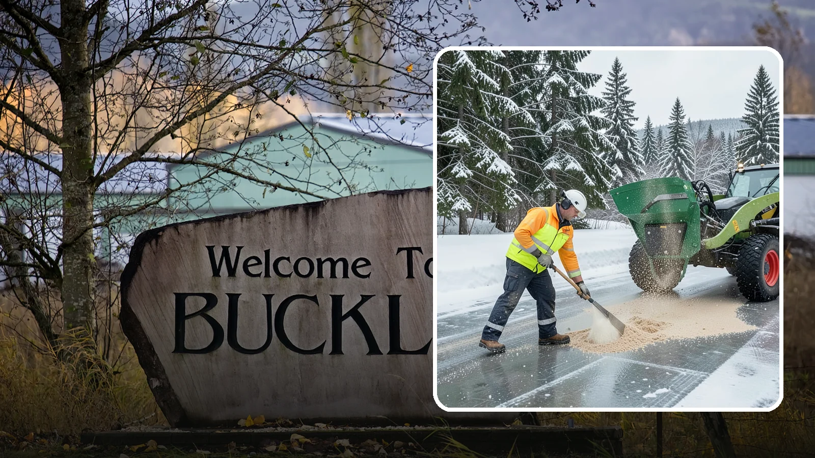 Sand Spreading in Buckley, Pierce County, WA - Sand spreading restores instant traction on ice that is too cold or too thick for chemical deicers to melt quickly.