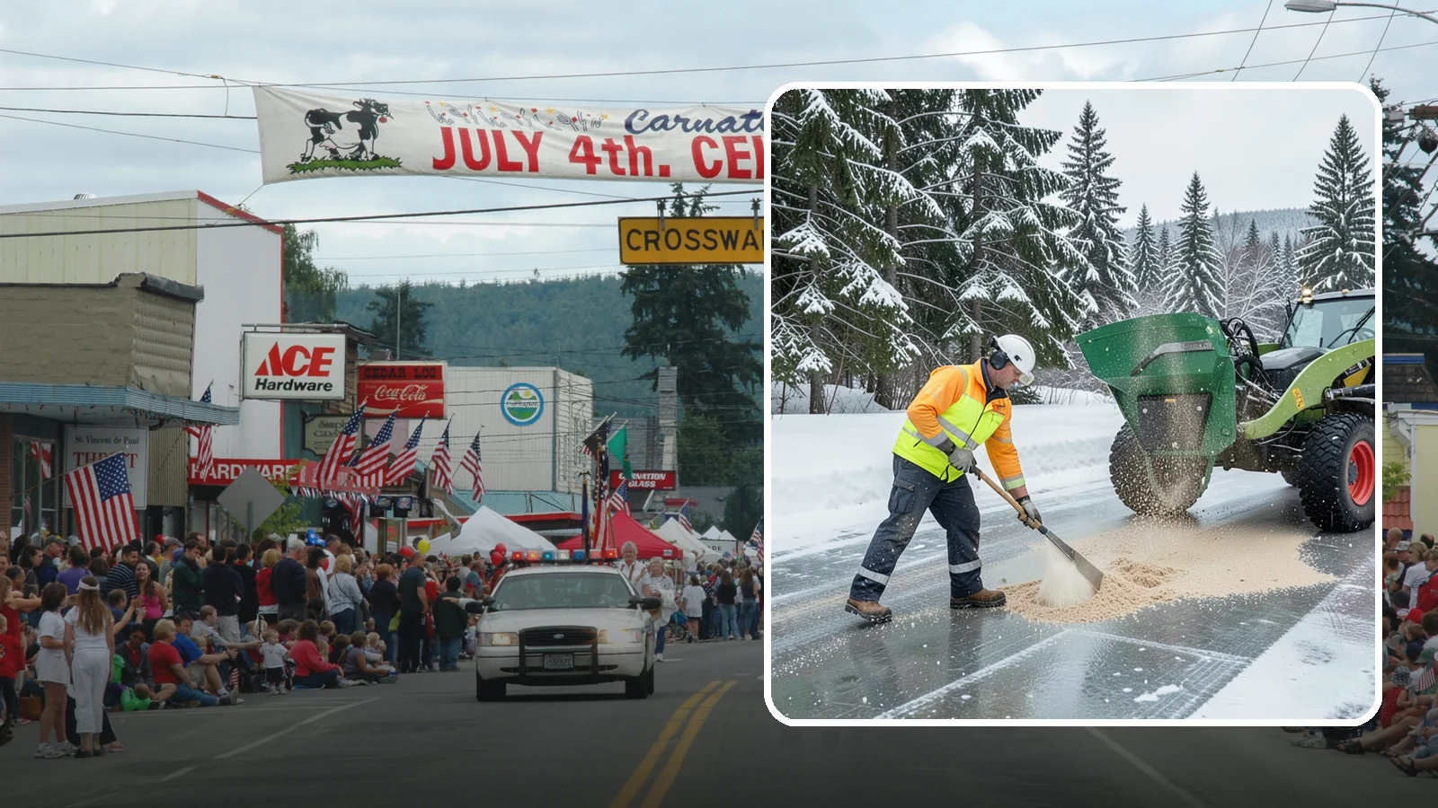 Sand Spreading in Carnation, King County, WA - Sand spreading restores instant traction on ice that is too cold or too thick for chemical deicers to melt quickly.