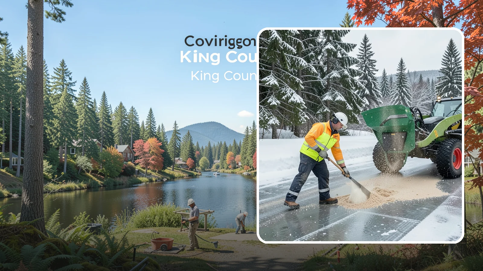Sand Spreading in Covington, King County, WA - Sand spreading restores instant traction on ice that is too cold or too thick for chemical deicers to melt quickly.