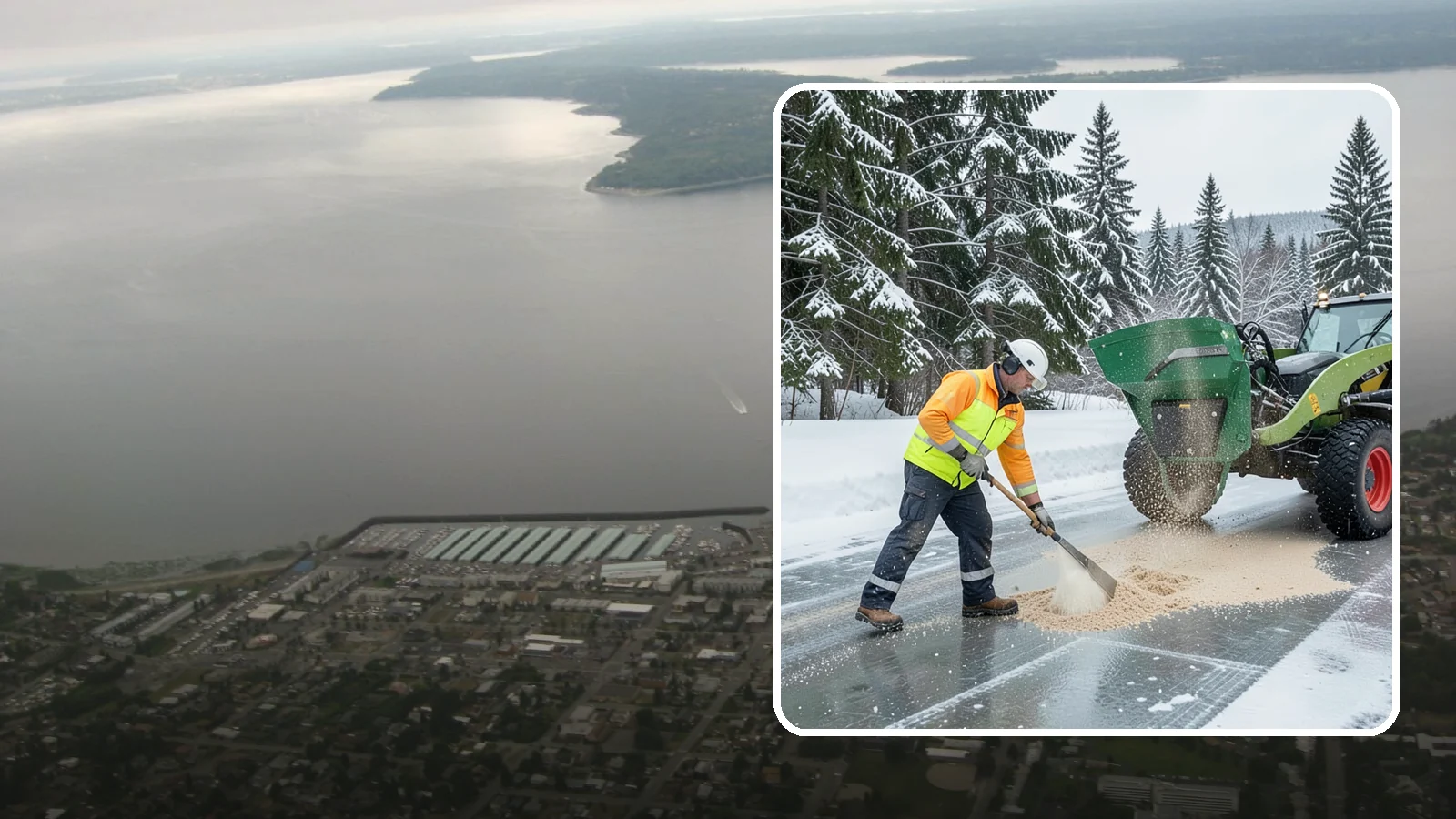 Sand Spreading in Des Moines, King County, WA - Sand spreading restores instant traction on ice that is too cold or too thick for chemical deicers to melt quickly.