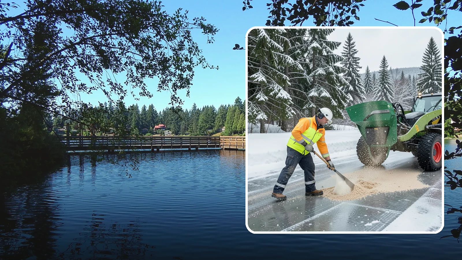 Sand Spreading in Federal Way, King County, WA - Sand spreading restores instant traction on ice that is too cold or too thick for chemical deicers to melt quickly.