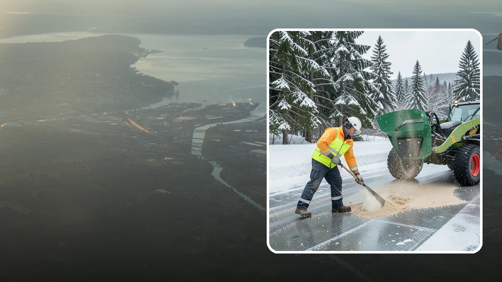 Sand Spreading in Fife, Pierce County, WA - Sand spreading restores instant traction on ice that is too cold or too thick for chemical deicers to melt quickly.