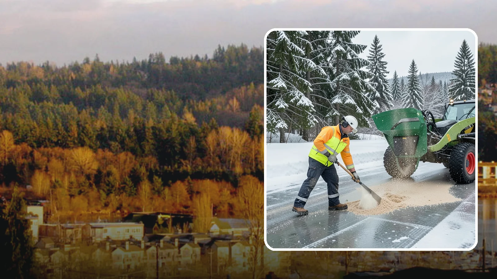 Sand Spreading in Kenmore, King County, WA - Sand spreading restores instant traction on ice that is too cold or too thick for chemical deicers to melt quickly.