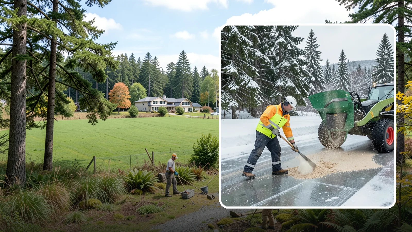 Sand Spreading in Lyman, Skagit County, WA - Sand spreading restores instant traction on ice that is too cold or too thick for chemical deicers to melt quickly.