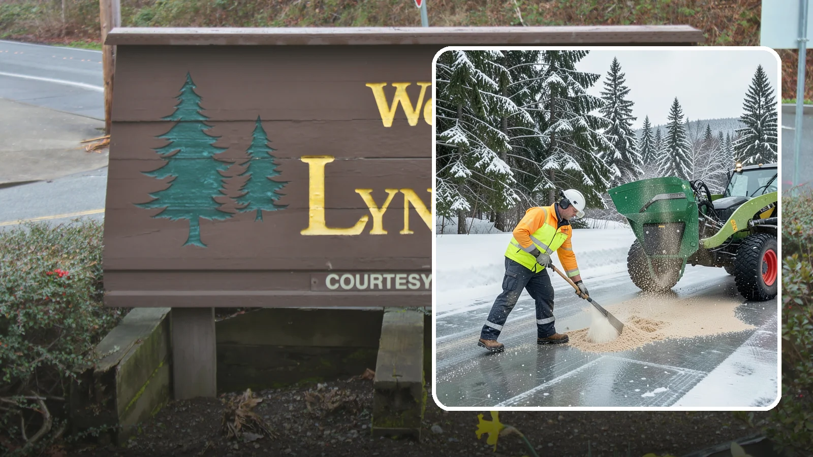 Sand Spreading in Lynnwood, Snohomish County, WA - Sand spreading restores instant traction on ice that is too cold or too thick for chemical deicers to melt quickly.