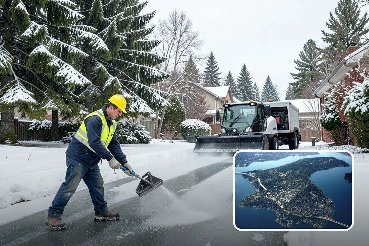 Sand Spreading in Mercer Island, King County, WA - Delivers traction instantly regardless of how cold it gets