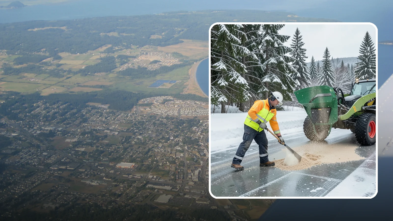 Sand Spreading in Oak Harbor, Island County, WA - Sand spreading restores instant traction on ice that is too cold or too thick for chemical deicers to melt quickly.