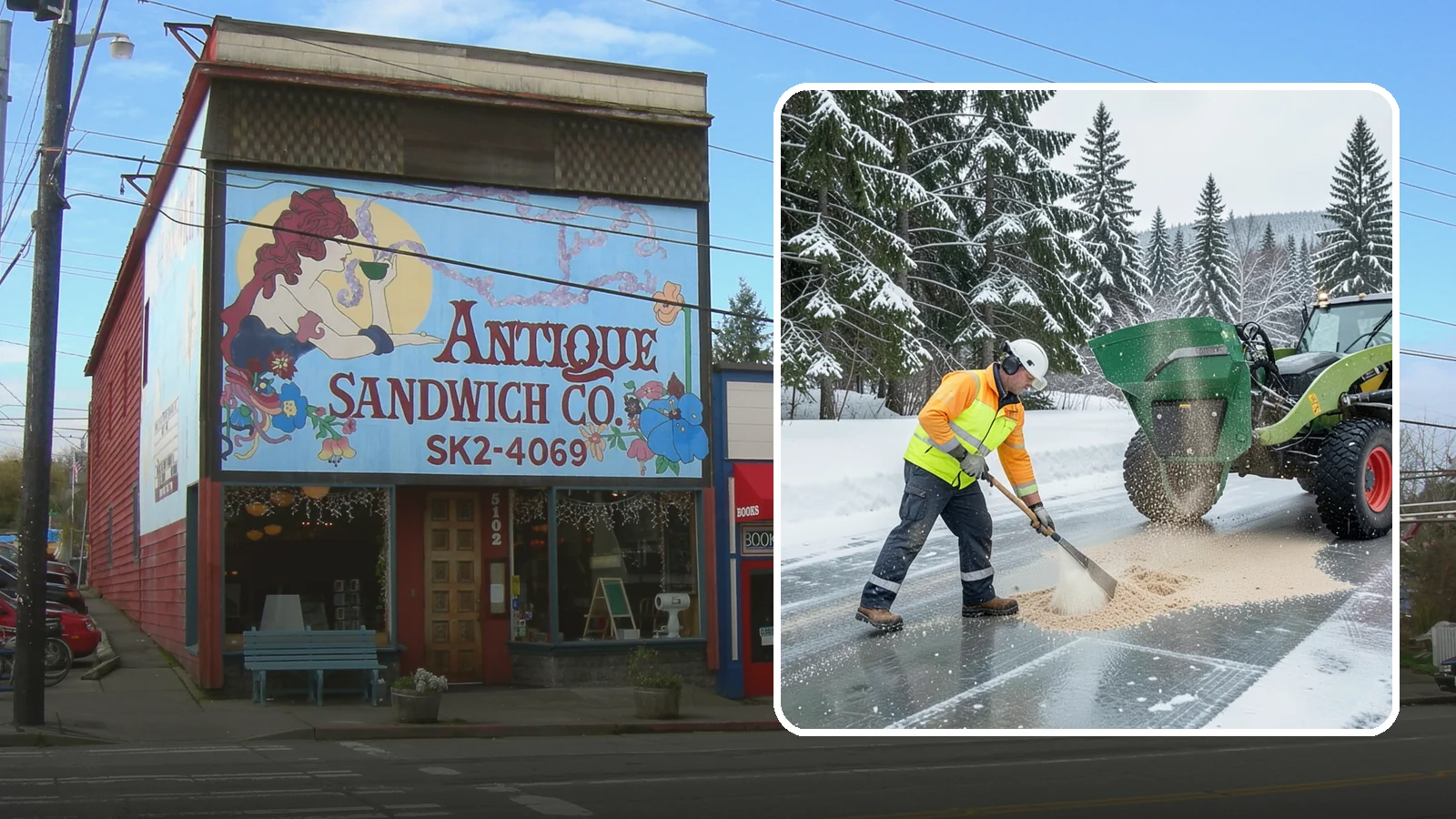 Sand Spreading in Ruston, Pierce County, WA - Sand spreading restores instant traction on ice that is too cold or too thick for chemical deicers to melt quickly.