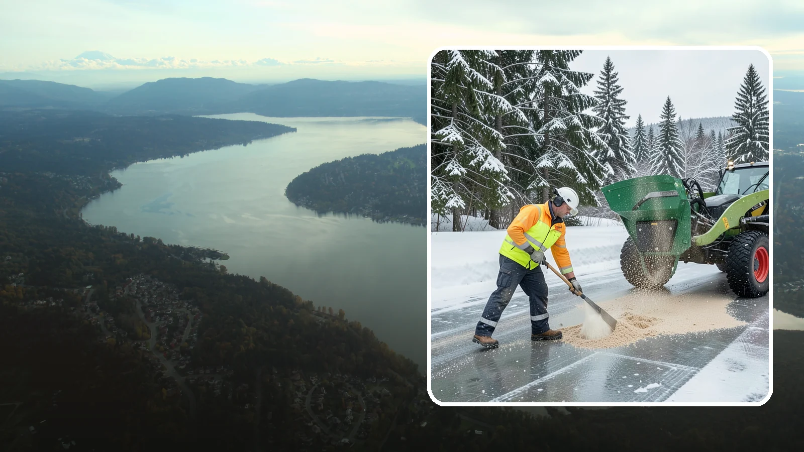 Sand Spreading in Sammamish, King County, WA - Sand spreading restores instant traction on ice that is too cold or too thick for chemical deicers to melt quickly.