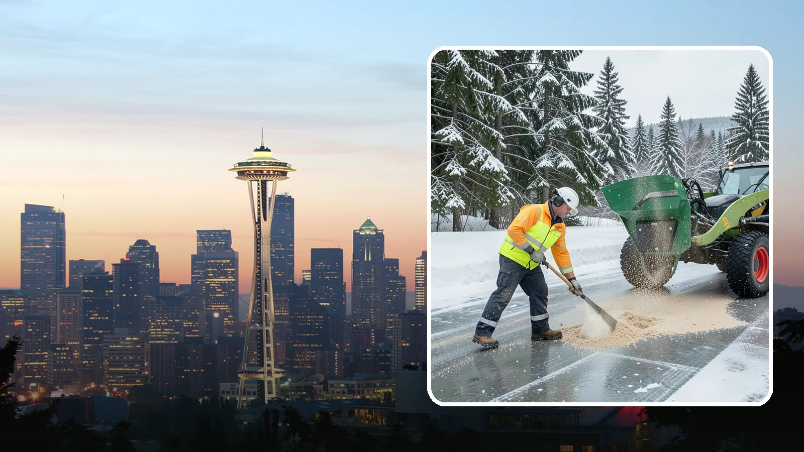 Sand Spreading in Seattle, King County, WA - Sand spreading restores instant traction on ice that is too cold or too thick for chemical deicers to melt quickly.