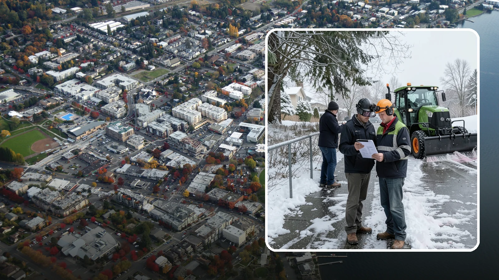 Scheduled Snow Removal in Kirkland, King County, WA - We clear your property on a set schedule during active weather so you never have to place a call.