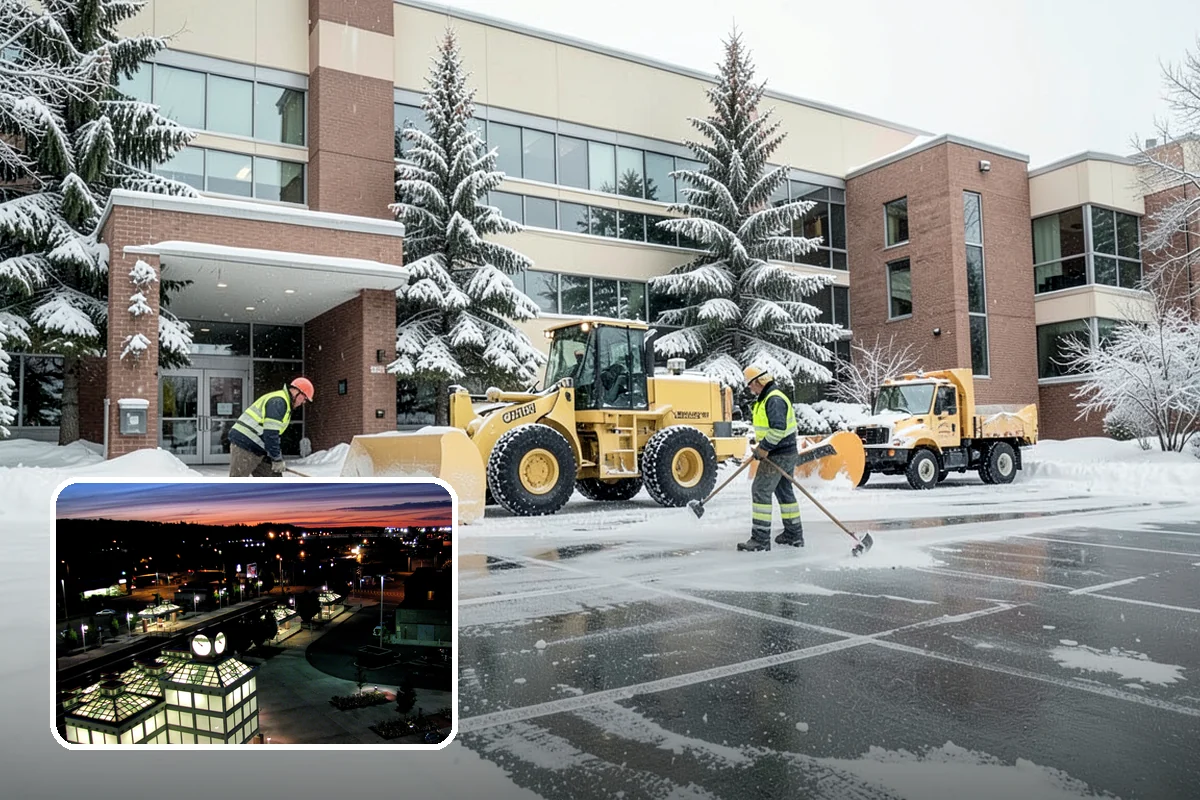 School Campus Snow Removal in Auburn, King County, WA - Campus ready before students arrive